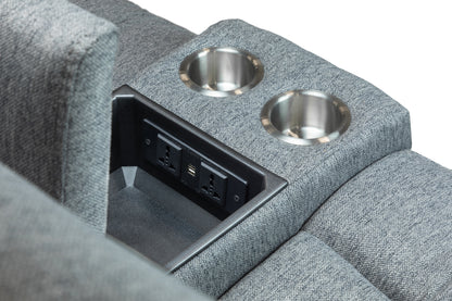 Grey Fabric 2 Seater Electric Recliner Sofa Pillow Top Arm