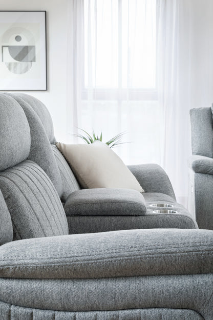 Grey Fabric 3 Seater Electric Recliner Sofa Pillow Top Arms