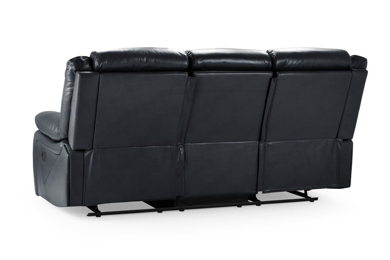 Black Leather Effect 3 Seater Manual Recliner Sofa