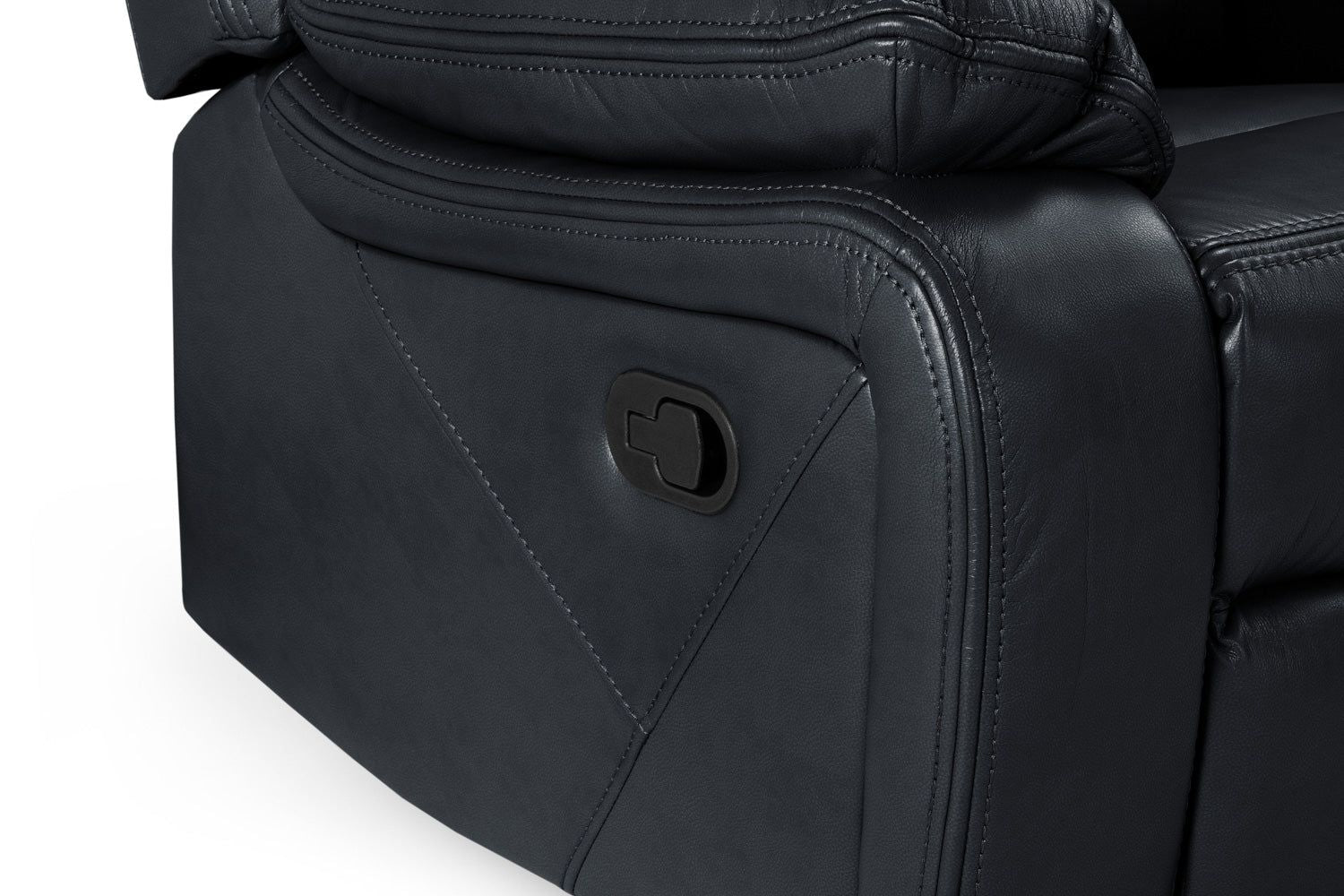 Black Leather Effect 2 Seater Manual Recliner Sofa