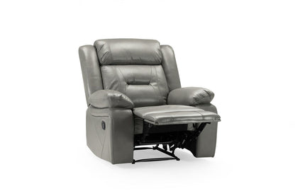 Grey Leather Effect Manual Recliner Armchair