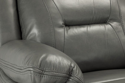 Grey Leather Effect Manual Recliner Armchair
