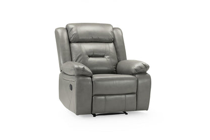 Grey Leather Effect Manual Recliner Armchair