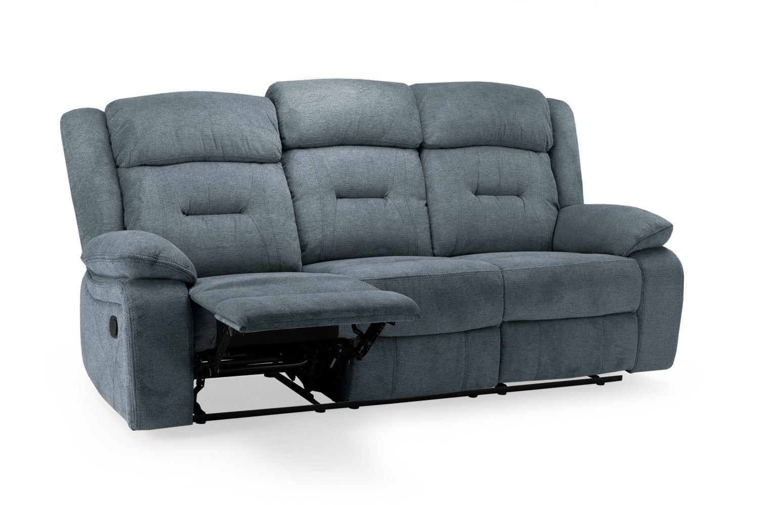 Grey Fabric 3 Seater Manual Recliner Sofa