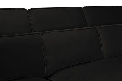 Black Fabric U Shape Corner Sofa with Bolster Cushions