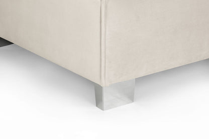 Cream Velvet U Shape Corner Sofa with Bolster Cushions