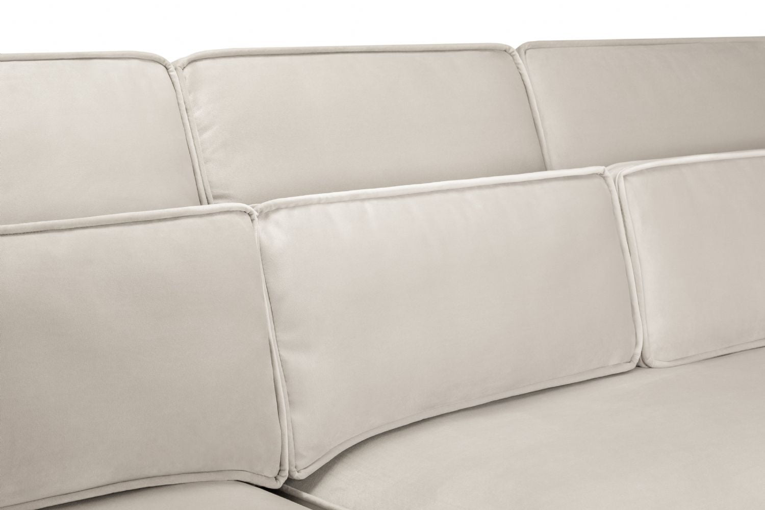 Cream Velvet U Shape Corner Sofa with Bolster Cushions