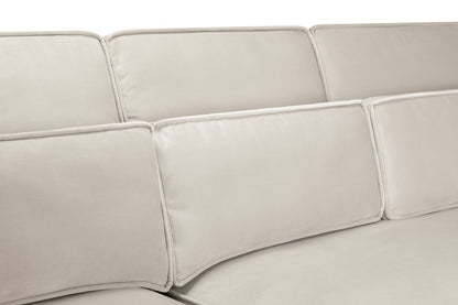 Cream Velvet U Shape Corner Sofa with Bolster Cushions