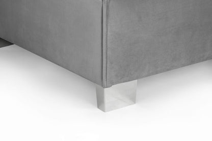 Grey Velvet U Shape Large Corner Sofa with Bolster Cushions