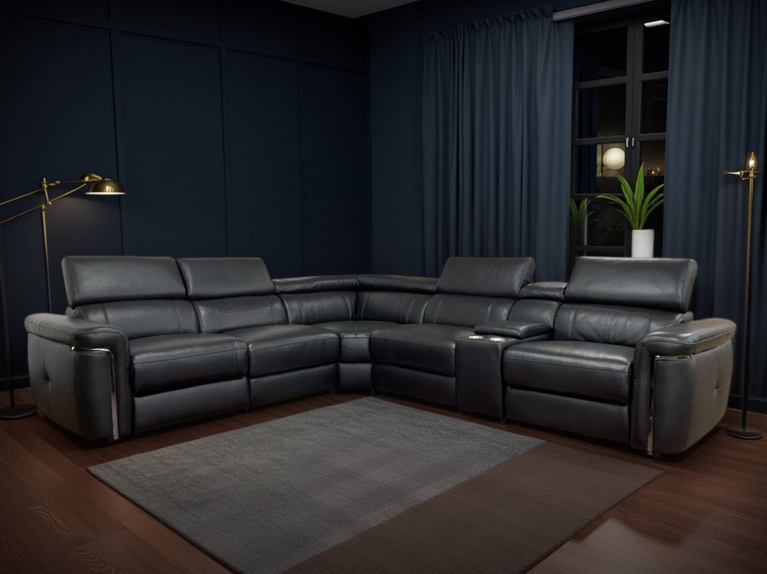 Somerville Electric Recliner Sofa Black Large Corner