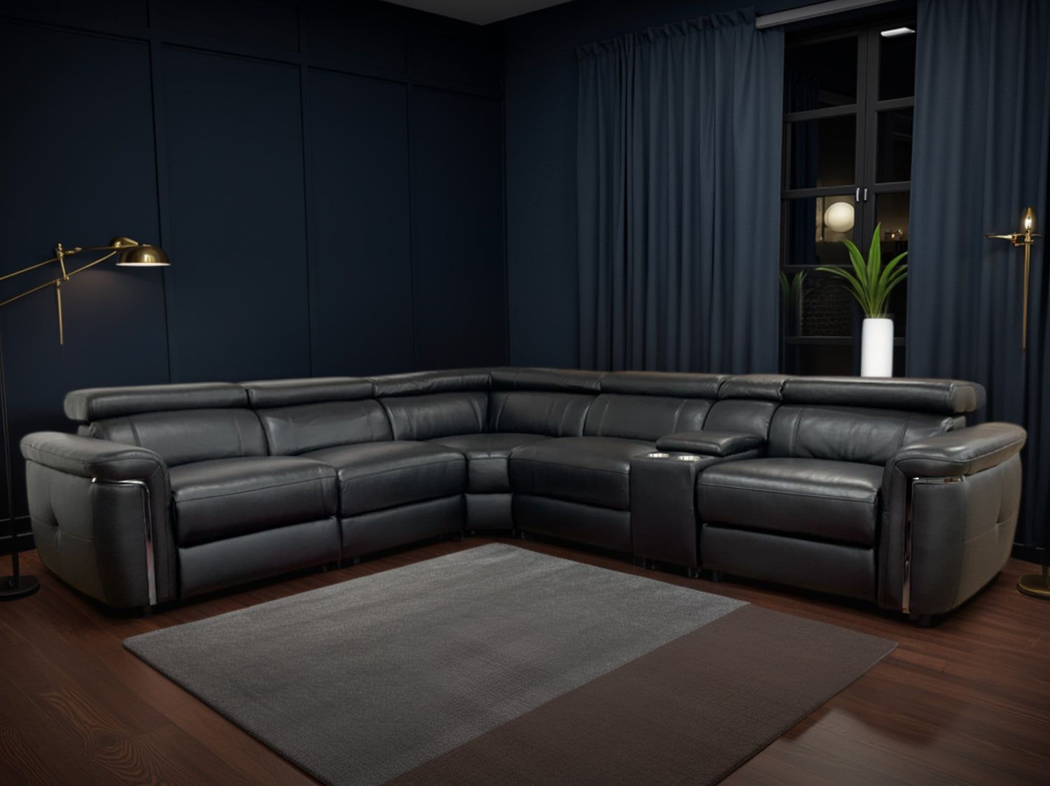 Somerville Electric Recliner Sofa Black Large Corner