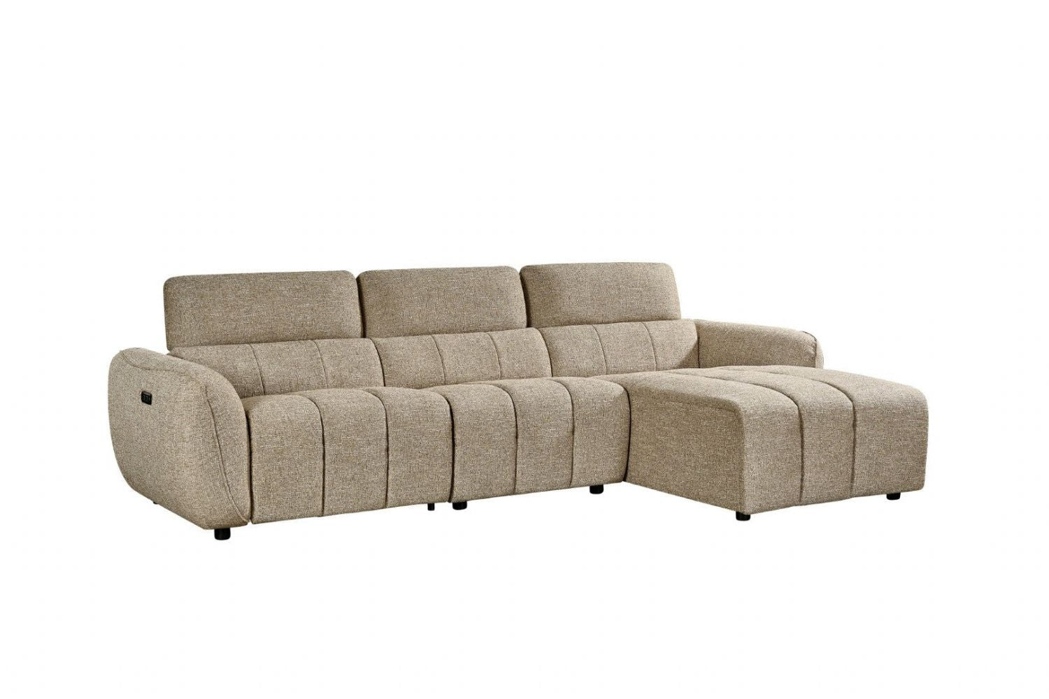Mocha Fabric Electric Recliner Corner Sofa Right Hand Facing