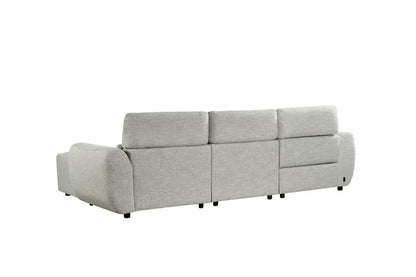 Silver Woven Fabric Left Hand Facing Electric Recliner Sofa