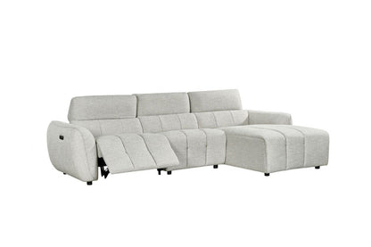 Silver Fabric Electric Recliner Corner Sofa Right Hand Sofa
