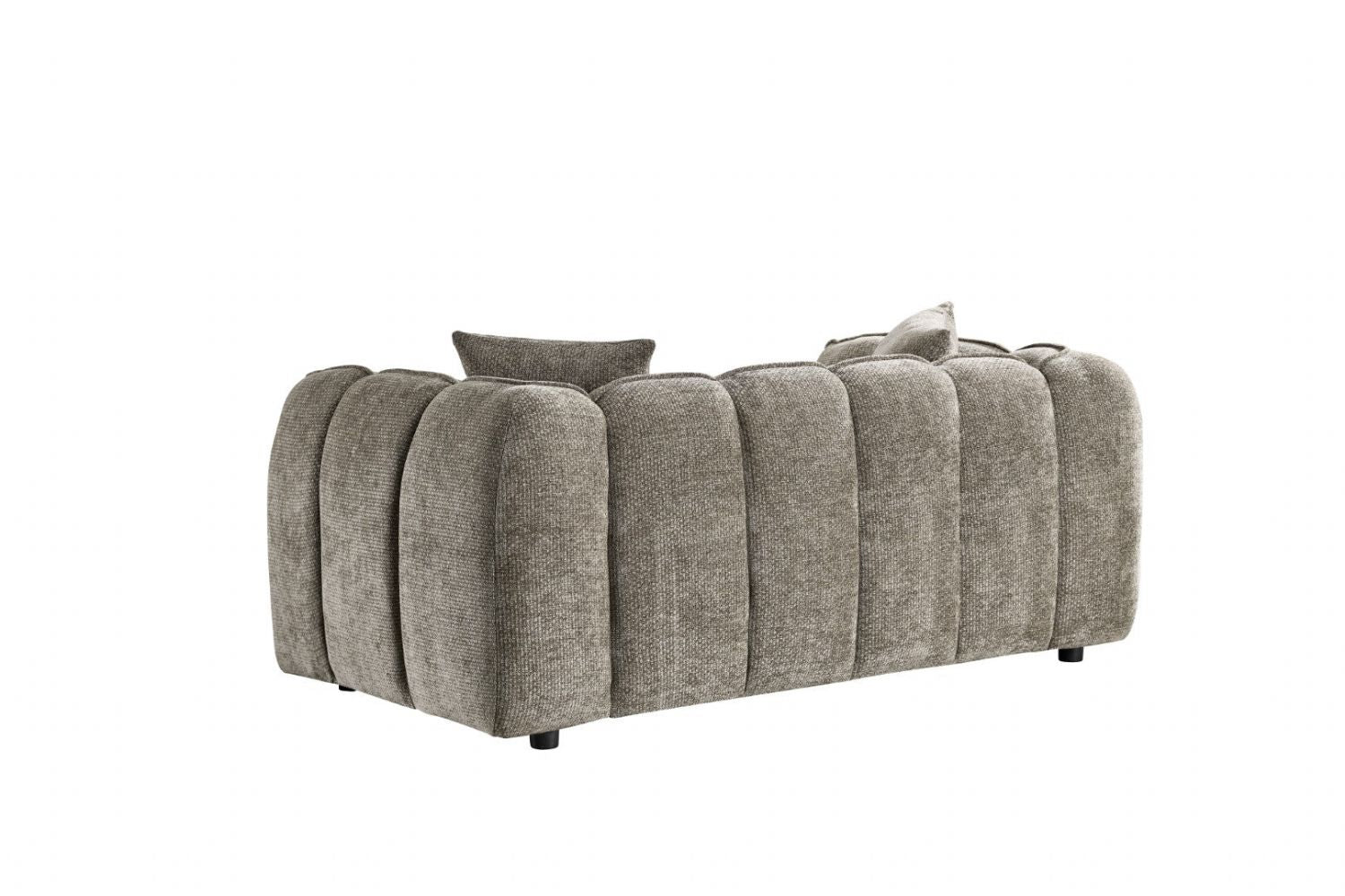 Mocha Fabric Channel Tufted Design 2 Seater Sofa