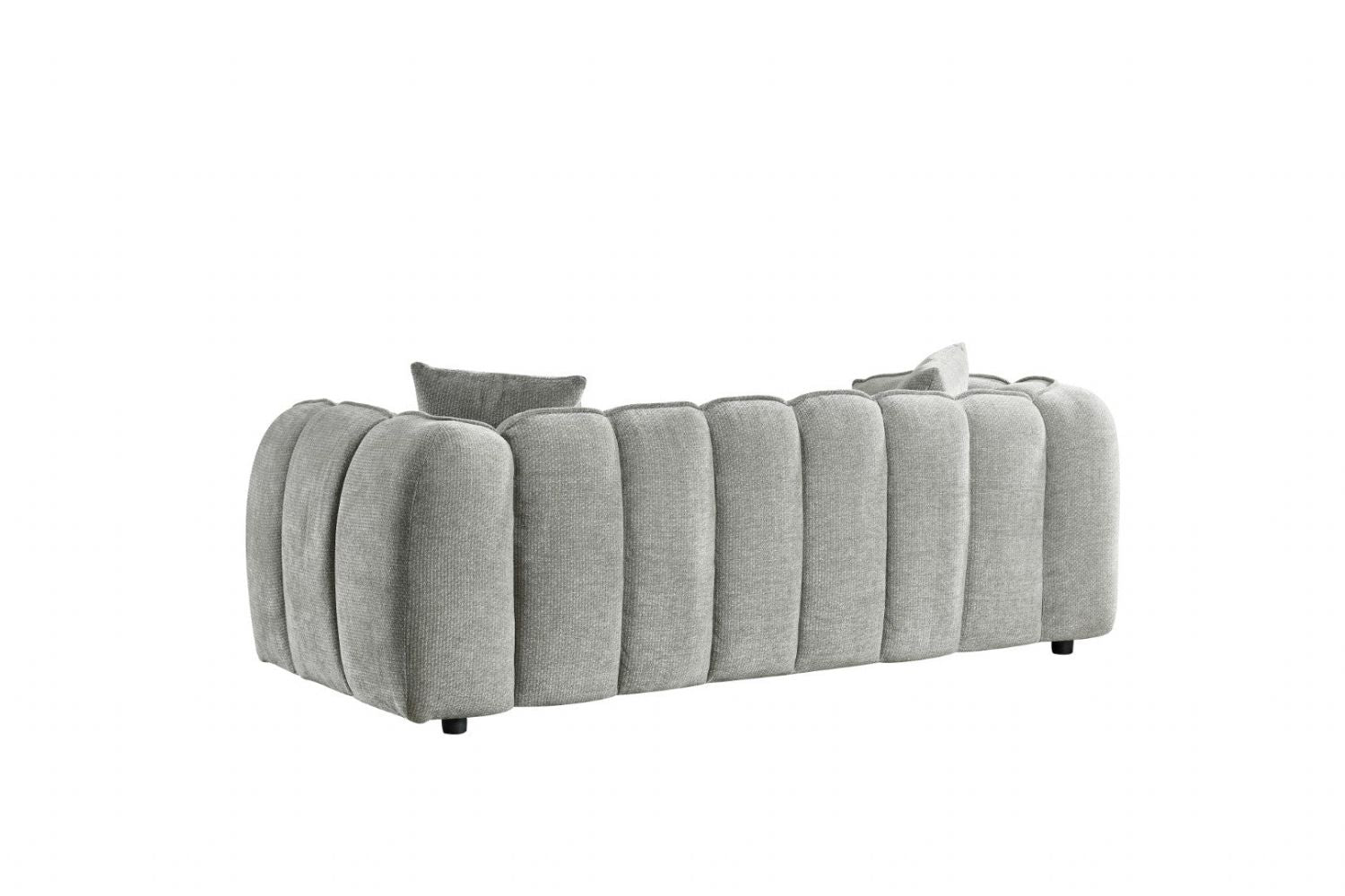 Grey Fabric Channel Tufted Design 3 Seater Sofa