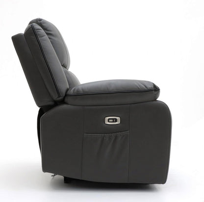 Grey Leather Effect Electric Recliner Armchair