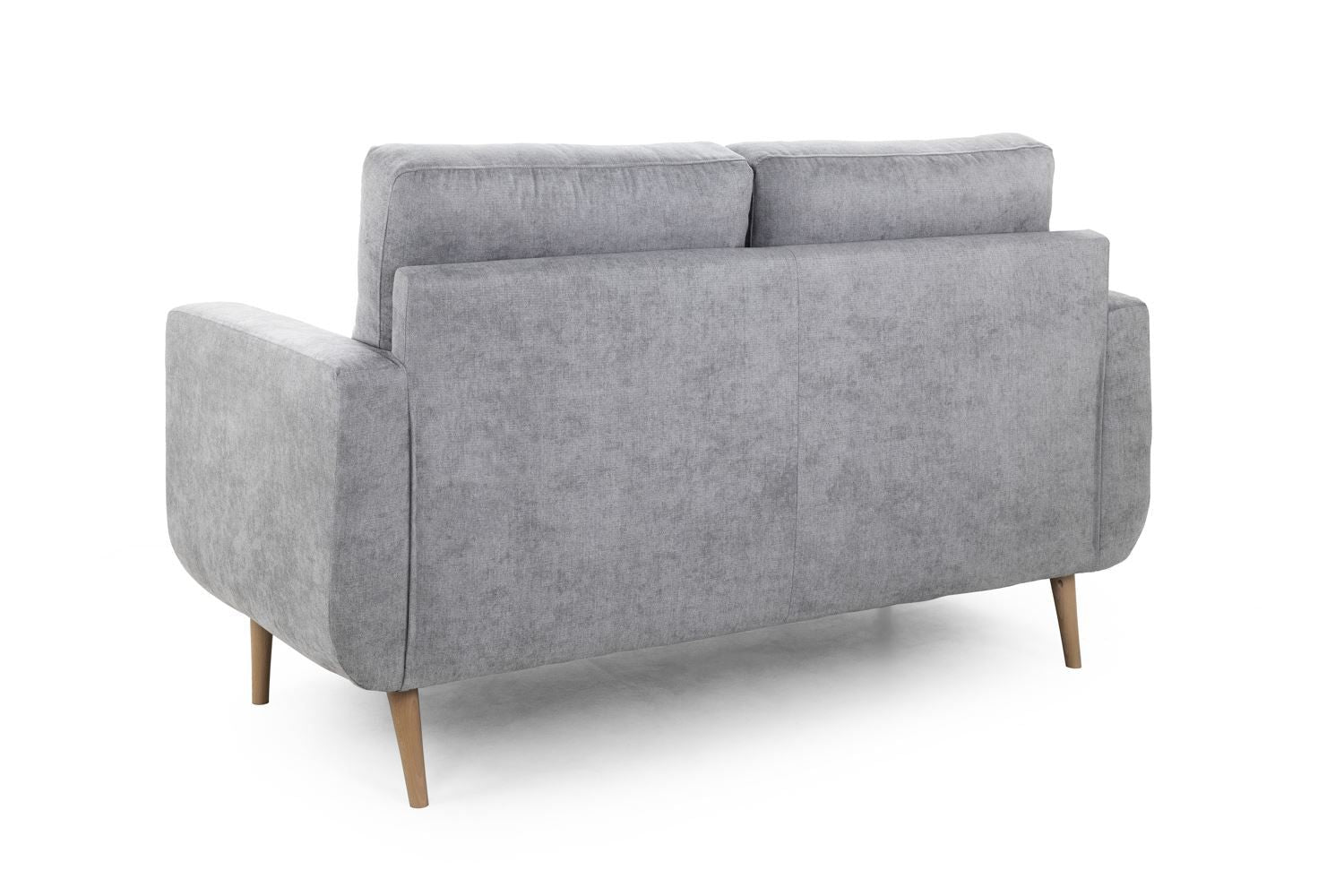 Grey Fabric Tufted 2 Seater Sofa Oak Legs