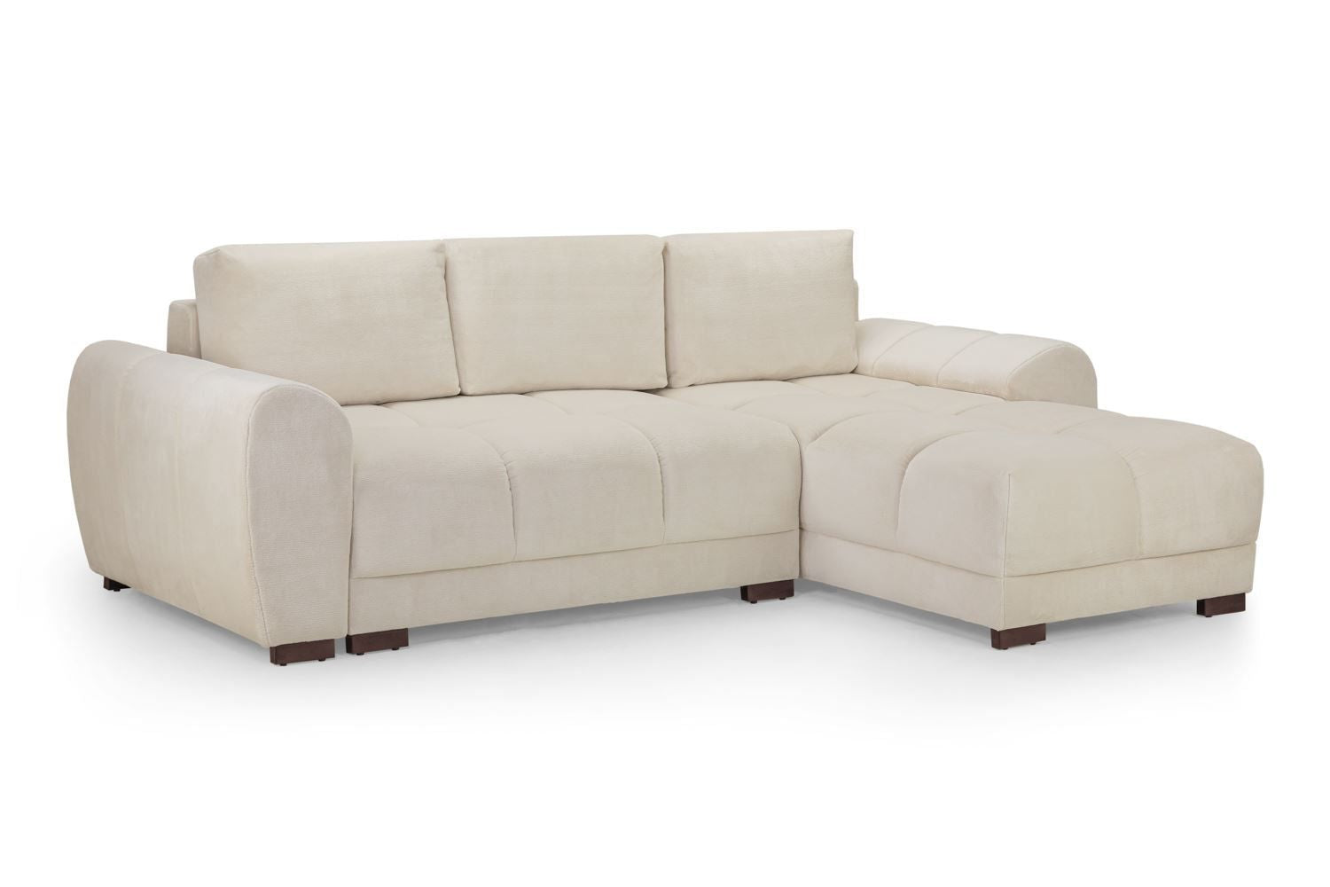 Cream Fabric Large Convertable Corner Sofabed with Storage