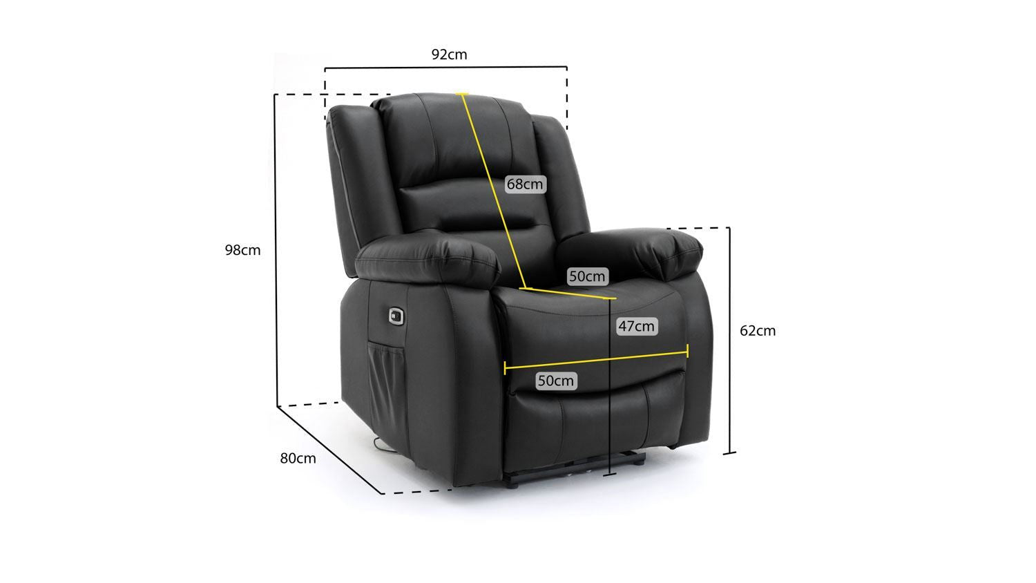 Black Leather Effect Electric Recliner Sofa Armchair