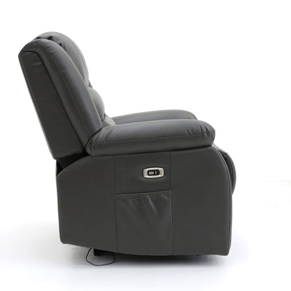 Grey Leather Effect Electric Recliner Armchair