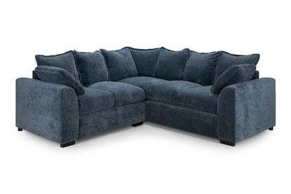Blue Fabric Pillow Back Large Corner Sofa Group