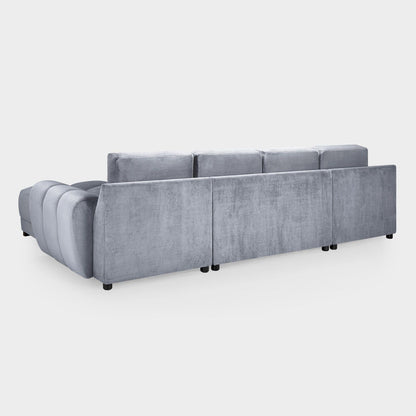 Grey Chenille Fabric Upholsterted U Shape Corner Sofa Bed
