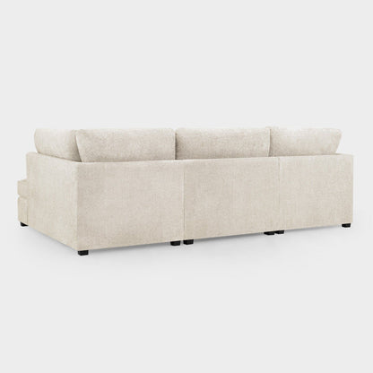 Beige Boucle Fabric Upholstered U Shaped Corner Sofa
