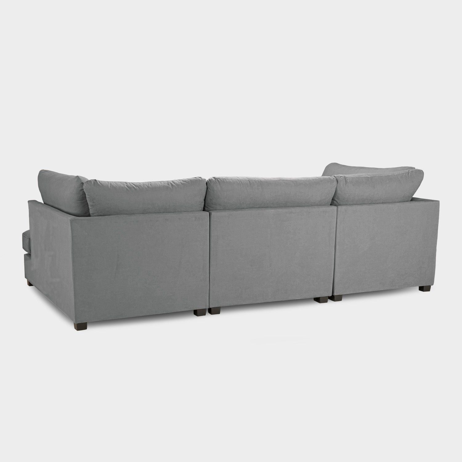 Grey Fabric Upholstery U Shape Corner Sofa Black Feet