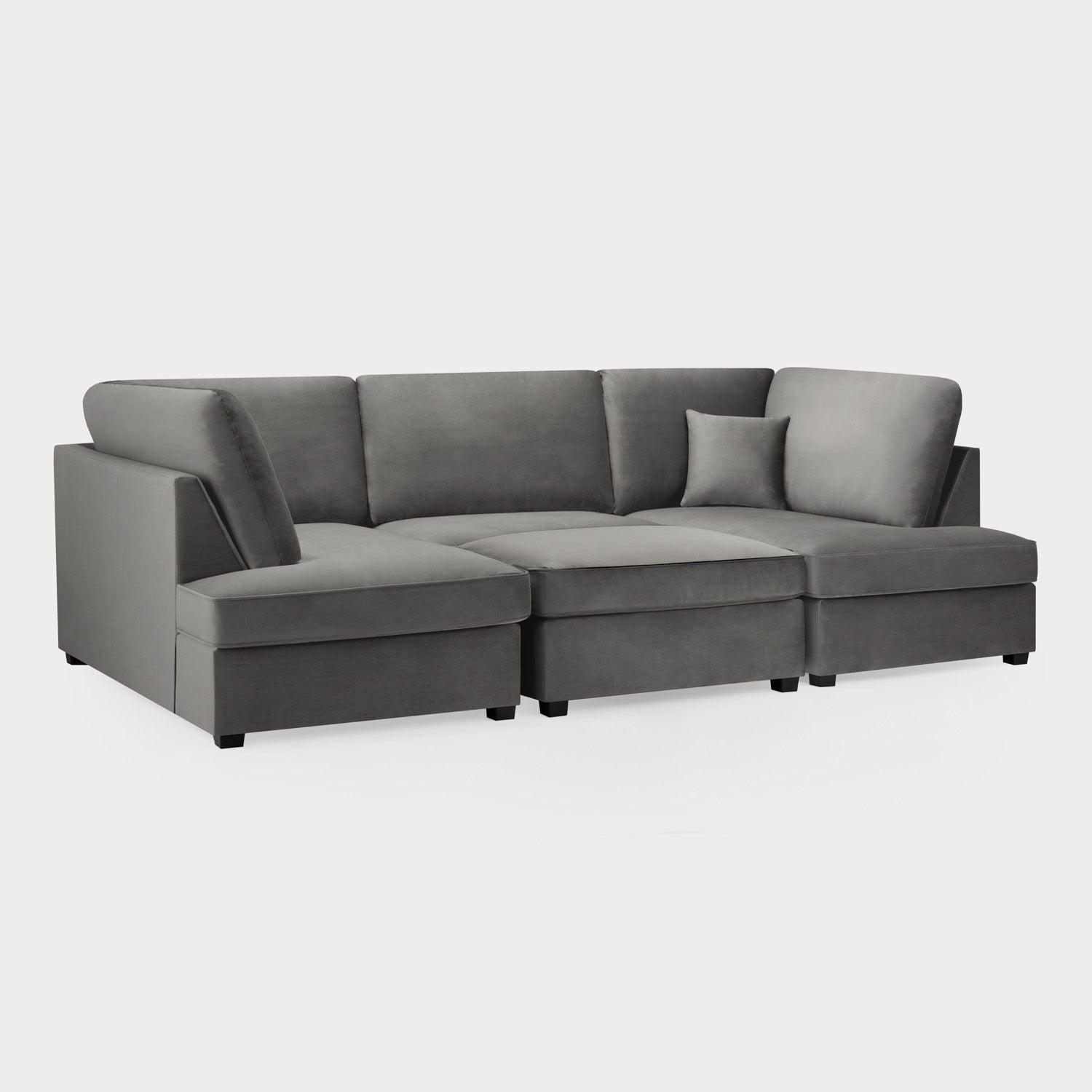 Grey Fabric U Shape Fullback Corner Sofa