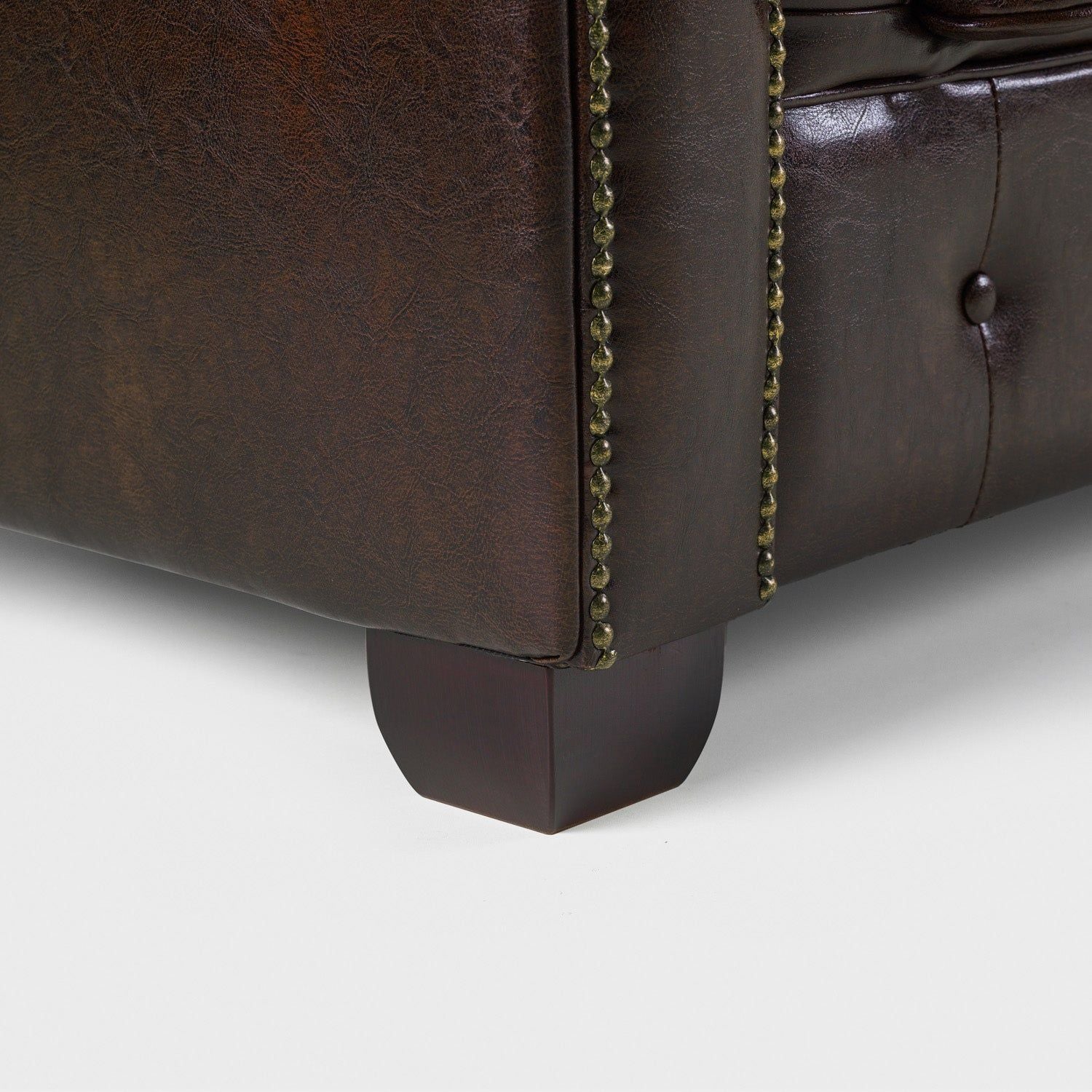 Antique Brown Bonded Leather 3 Seater Chesterfield Sofa